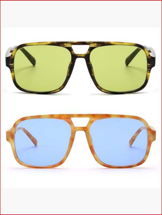 Oversized Retro Aviator Sunglasses, Square Shades, UV400 Protection main image 7